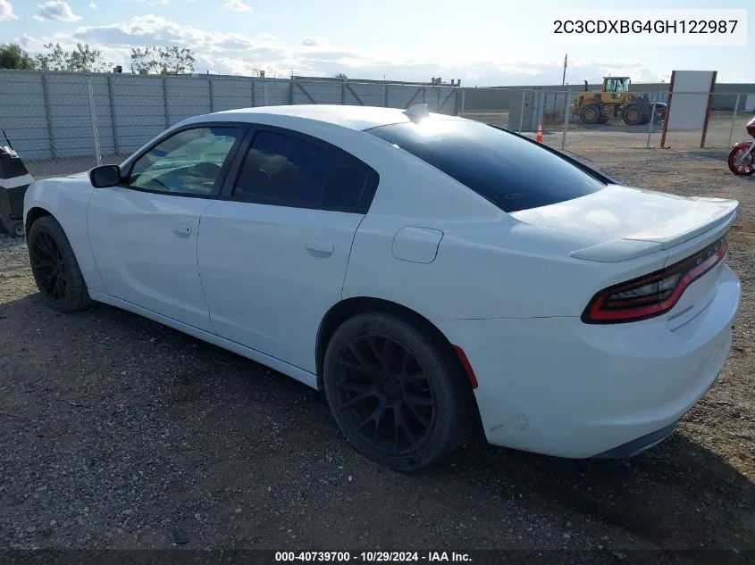 2016 Dodge Charger Se VIN: 2C3CDXBG4GH122987 Lot: 40739700