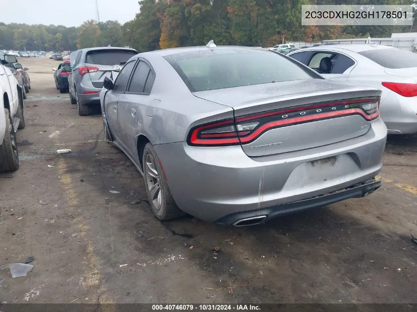 2016 Dodge Charger Sxt VIN: 2C3CDXHG2GH178501 Lot: 40746079