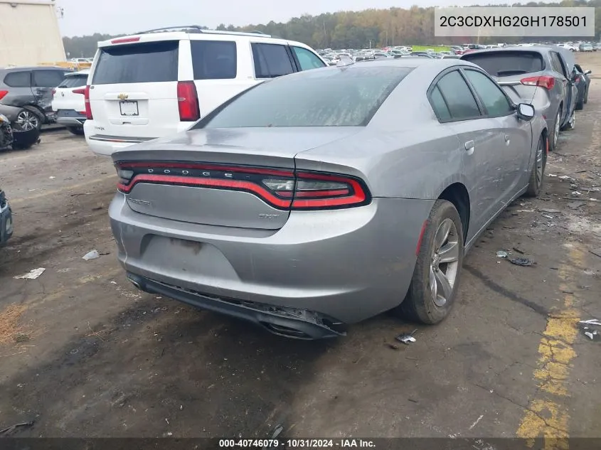 2016 Dodge Charger Sxt VIN: 2C3CDXHG2GH178501 Lot: 40746079