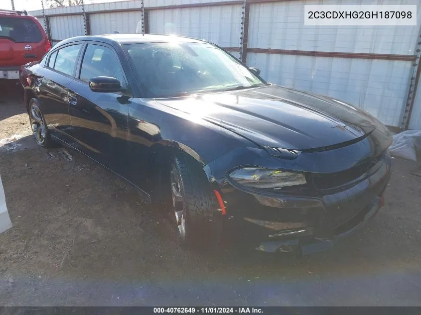 2016 Dodge Charger Sxt VIN: 2C3CDXHG2GH187098 Lot: 40762649