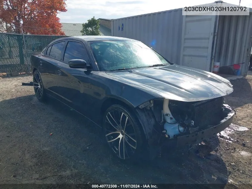 2016 Dodge Charger Sxt VIN: 2C3CDXHG2GH120792 Lot: 40772308