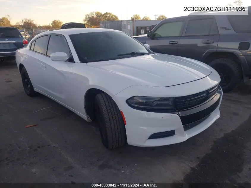 2016 Dodge Charger Police VIN: 2C3CDXAG7GH111936 Lot: 40803042