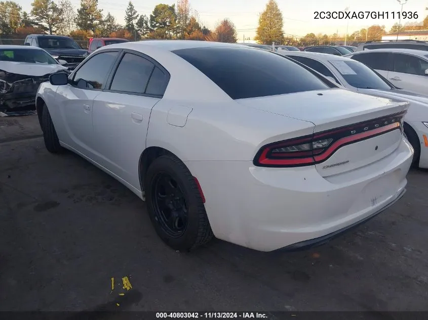 2016 Dodge Charger Police VIN: 2C3CDXAG7GH111936 Lot: 40803042