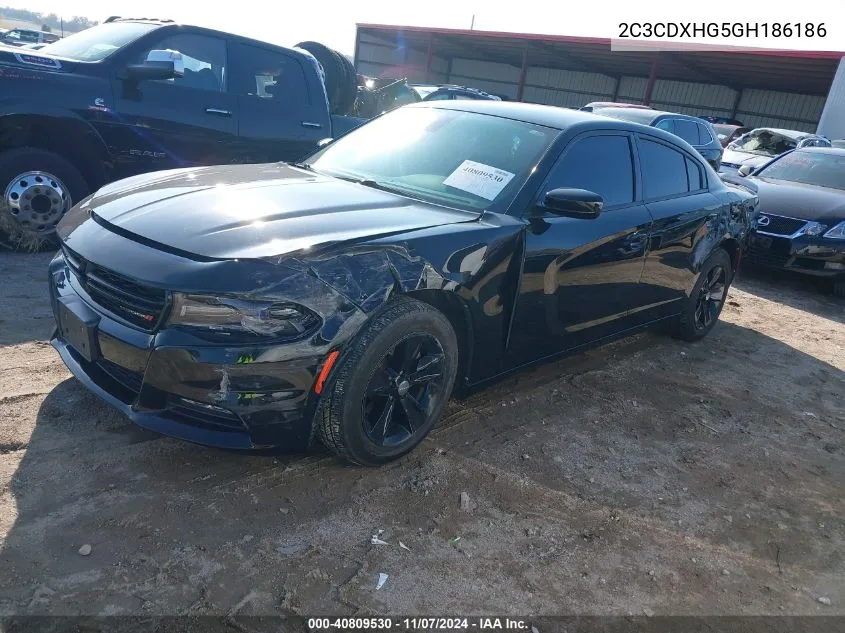 2016 Dodge Charger Sxt VIN: 2C3CDXHG5GH186186 Lot: 40809530