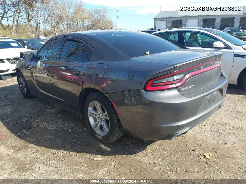 2016 Dodge Charger Se VIN: 2C3CDXBGXGH203802 Lot: 40812565