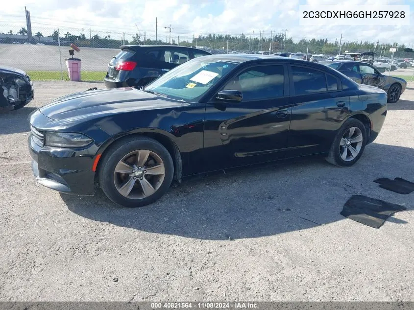 2016 Dodge Charger Sxt VIN: 2C3CDXHG6GH257928 Lot: 40821564