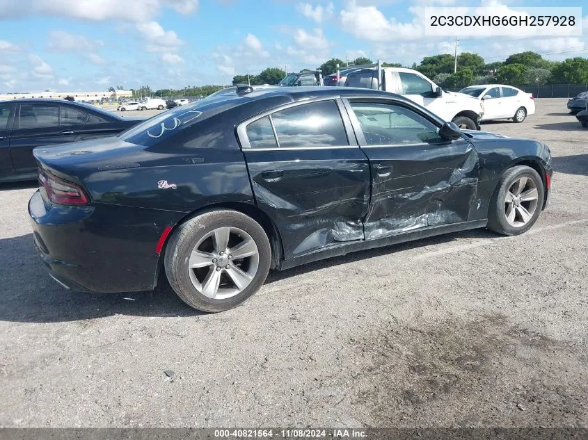 2016 Dodge Charger Sxt VIN: 2C3CDXHG6GH257928 Lot: 40821564