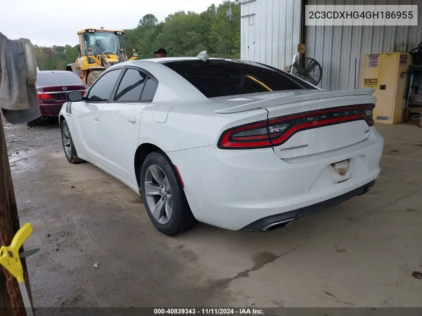 2016 Dodge Charger Sxt VIN: 2C3CDXHG4GH186955 Lot: 40839343