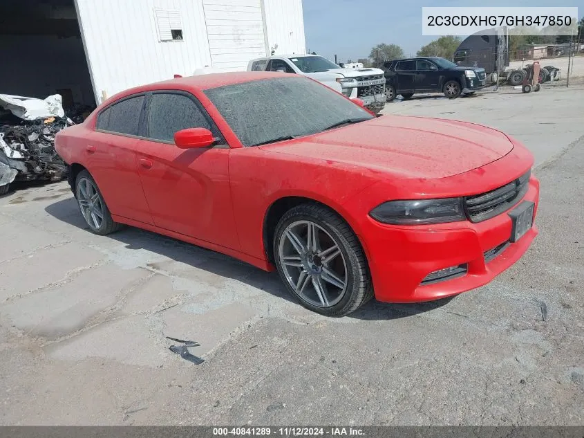 2016 Dodge Charger Sxt VIN: 2C3CDXHG7GH347850 Lot: 40841289