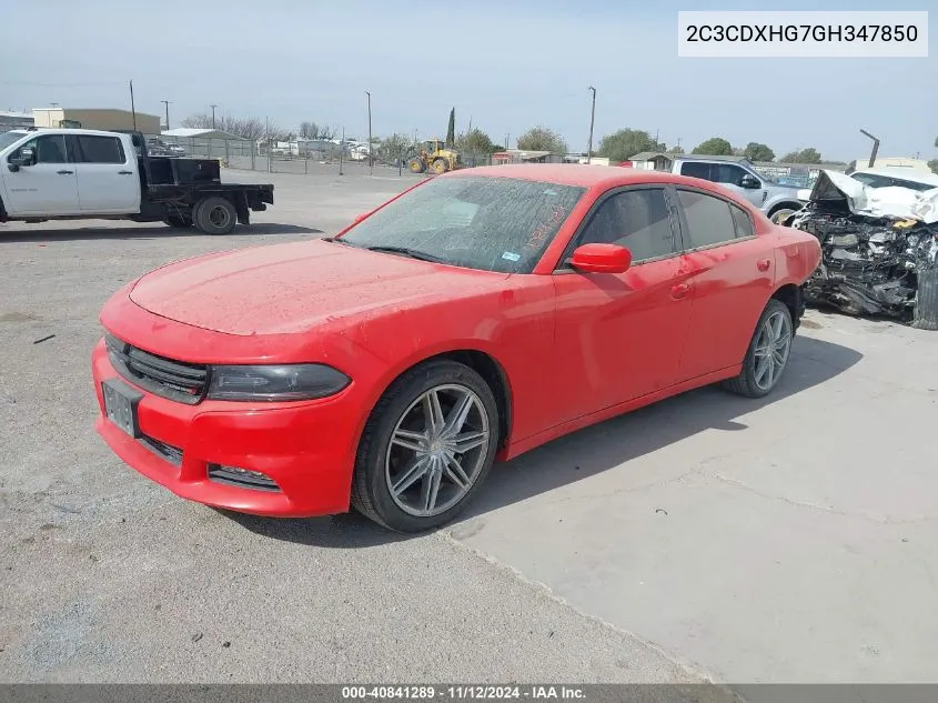 2016 Dodge Charger Sxt VIN: 2C3CDXHG7GH347850 Lot: 40841289