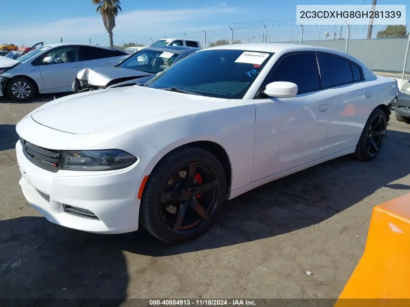 2016 Dodge Charger Sxt VIN: 2C3CDXHG8GH281339 Lot: 40884913