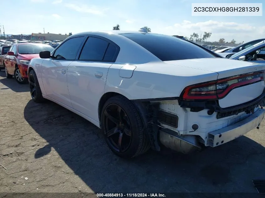 2016 Dodge Charger Sxt VIN: 2C3CDXHG8GH281339 Lot: 40884913