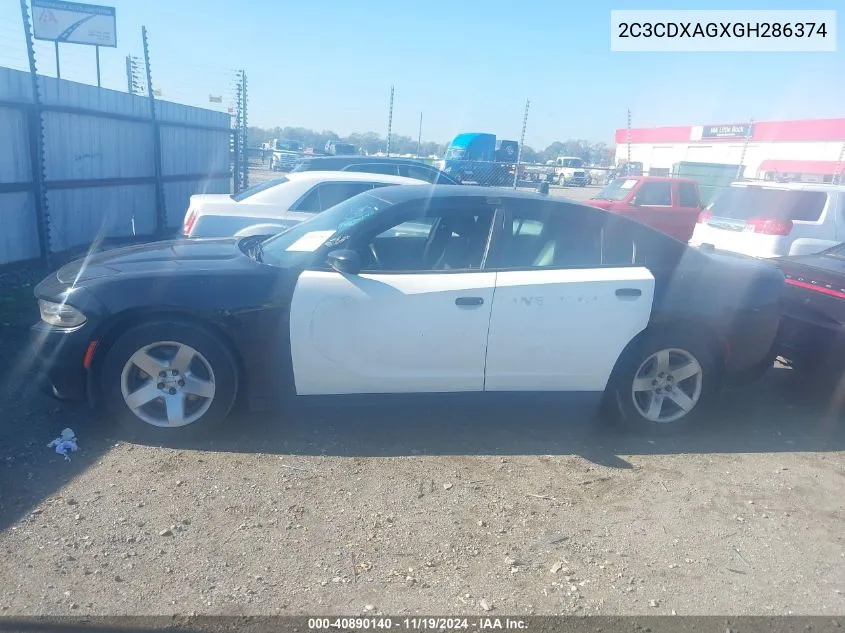 2016 Dodge Charger Police VIN: 2C3CDXAGXGH286374 Lot: 40890140