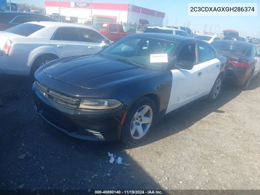 2016 Dodge Charger Police VIN: 2C3CDXAGXGH286374 Lot: 40890140