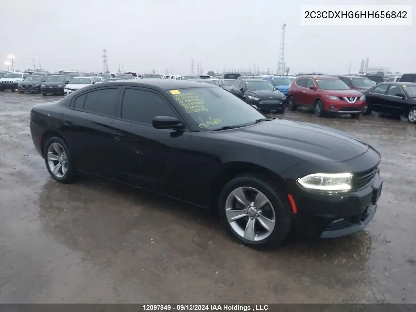 2017 Dodge Charger Sxt VIN: 2C3CDXHG6HH656842 Lot: 12097849