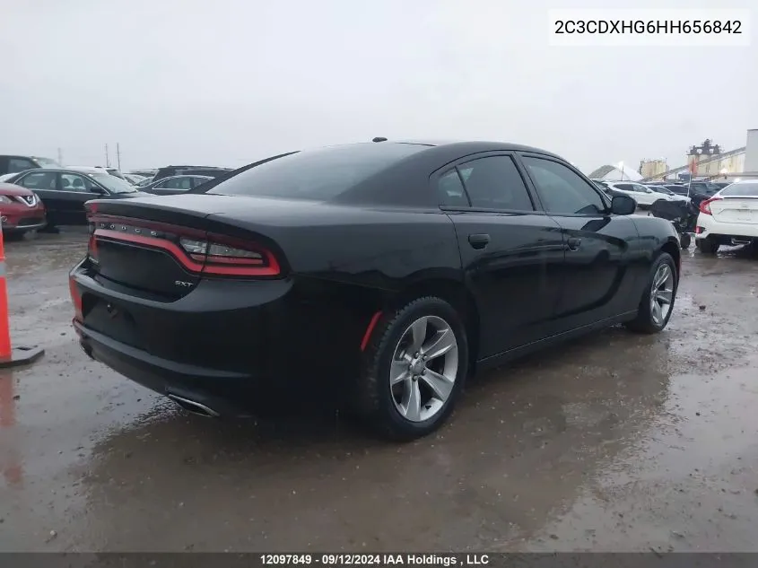 2017 Dodge Charger Sxt VIN: 2C3CDXHG6HH656842 Lot: 12097849