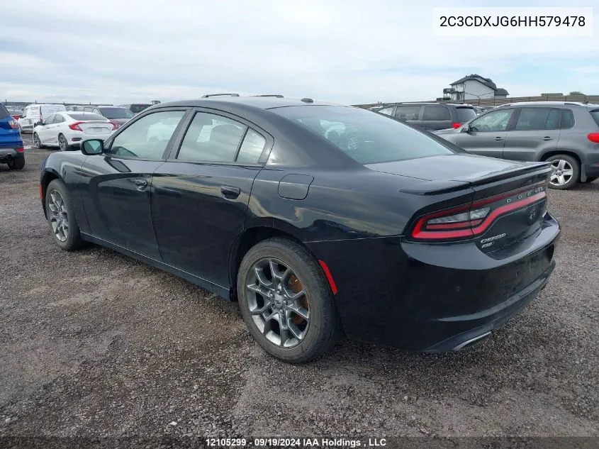 2017 Dodge Charger Sxt VIN: 2C3CDXJG6HH579478 Lot: 12105299