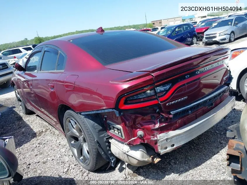 2C3CDXHG1HH504094 2017 Dodge Charger Sxt Rwd