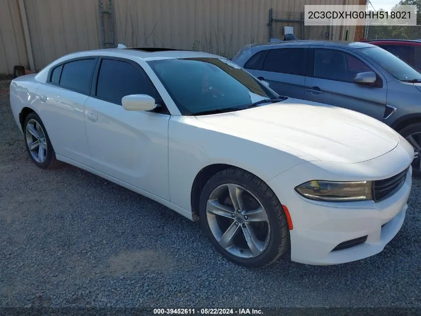 2017 Dodge Charger Sxt Rwd VIN: 2C3CDXHG0HH518021 Lot: 39452611