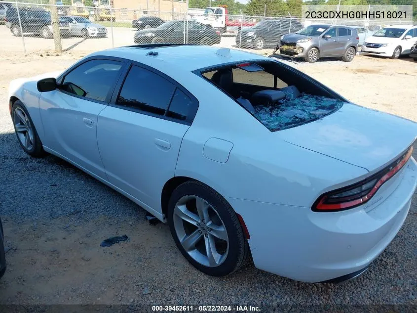 2C3CDXHG0HH518021 2017 Dodge Charger Sxt Rwd