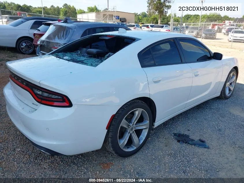 2C3CDXHG0HH518021 2017 Dodge Charger Sxt Rwd