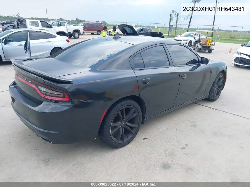 2C3CDXHG1HH643481 2017 Dodge Charger Sxt Rwd