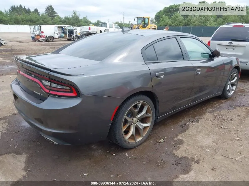 2C3CDXHG9HH514792 2017 Dodge Charger Sxt Rwd