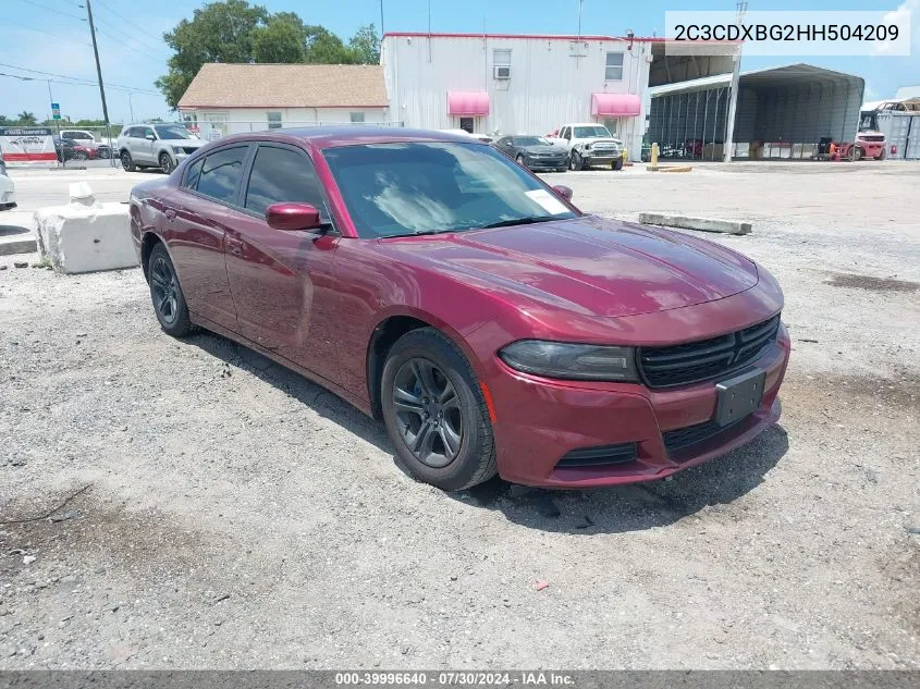 2017 Dodge Charger Se Rwd VIN: 2C3CDXBG2HH504209 Lot: 39996640