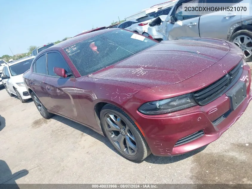 2017 Dodge Charger Sxt Rwd VIN: 2C3CDXHG6HH521070 Lot: 40033966