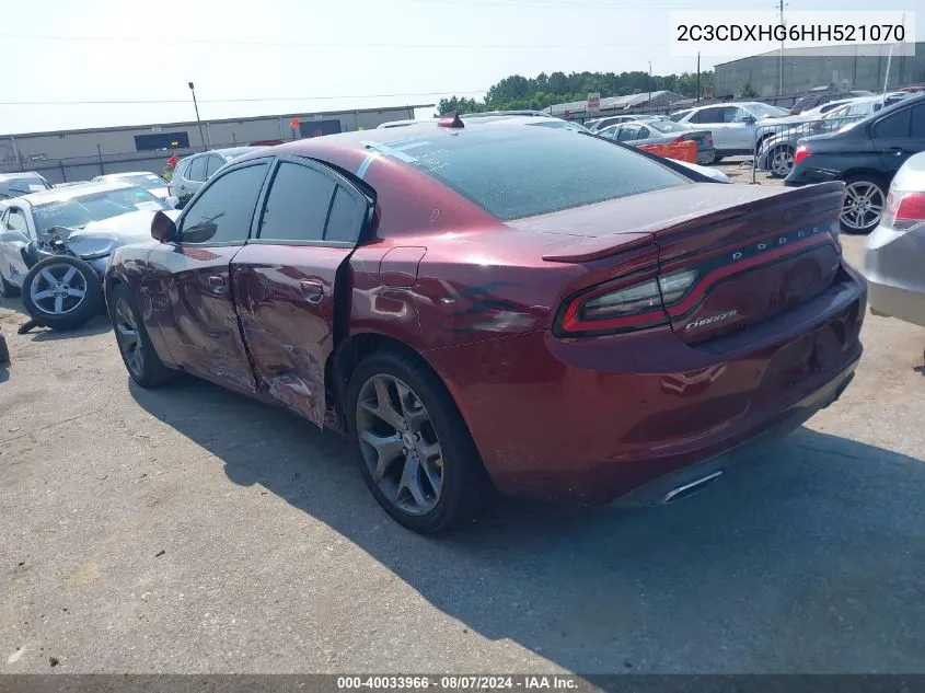 2017 Dodge Charger Sxt Rwd VIN: 2C3CDXHG6HH521070 Lot: 40033966