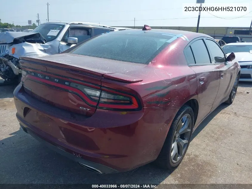 2017 Dodge Charger Sxt Rwd VIN: 2C3CDXHG6HH521070 Lot: 40033966