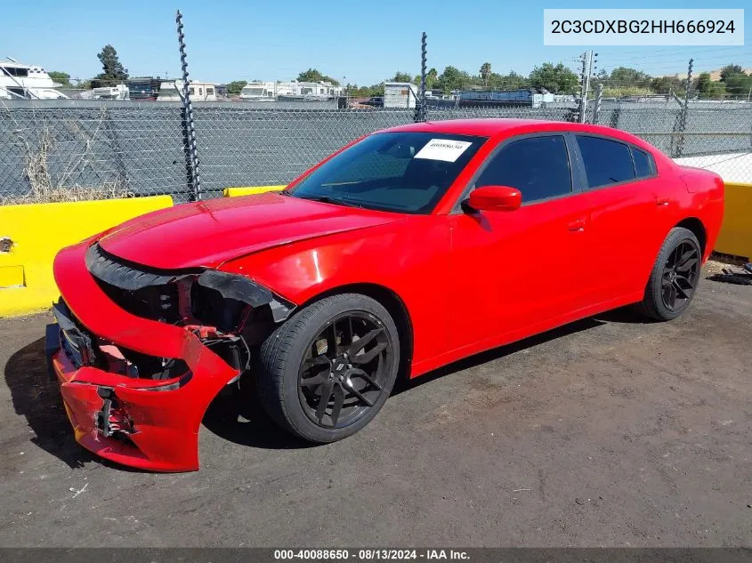 2017 Dodge Charger Se Rwd VIN: 2C3CDXBG2HH666924 Lot: 40088650