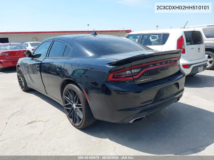 2017 Dodge Charger Sxt Rwd VIN: 2C3CDXHG2HH510101 Lot: 40160675