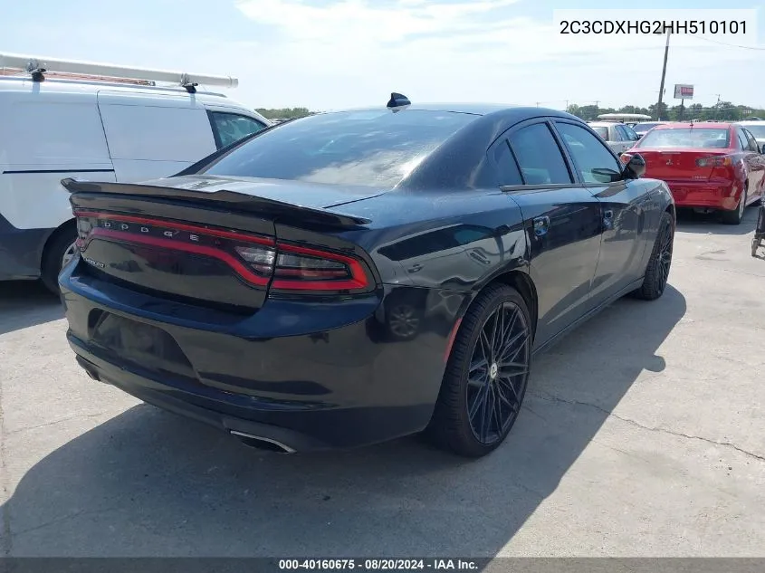 2017 Dodge Charger Sxt Rwd VIN: 2C3CDXHG2HH510101 Lot: 40160675