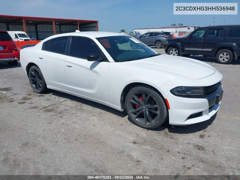 2017 Dodge Charger Sxt Rwd VIN: 2C3CDXHG3HH536948 Lot: 40175253