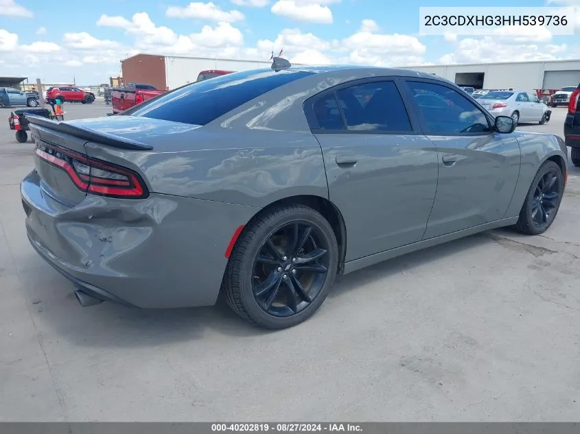 2C3CDXHG3HH539736 2017 Dodge Charger Sxt Rwd