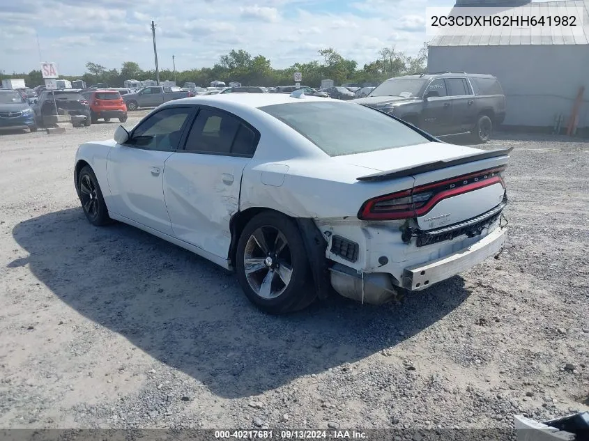 2017 Dodge Charger Sxt Rwd VIN: 2C3CDXHG2HH641982 Lot: 40217681