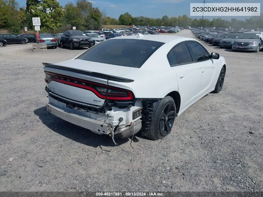 2017 Dodge Charger Sxt Rwd VIN: 2C3CDXHG2HH641982 Lot: 40217681