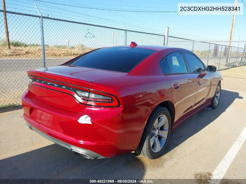 2017 Dodge Charger Sxt Rwd VIN: 2C3CDXHG2HH528341 Lot: 40221069