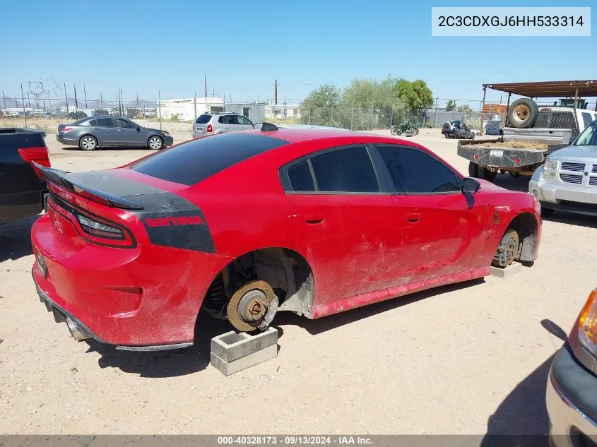 2017 Dodge Charger Daytona 392 Rwd VIN: 2C3CDXGJ6HH533314 Lot: 40328173