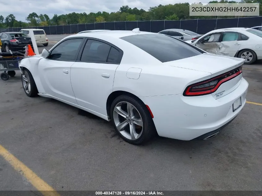 2C3CDXHG2HH642257 2017 Dodge Charger Sxt Rwd