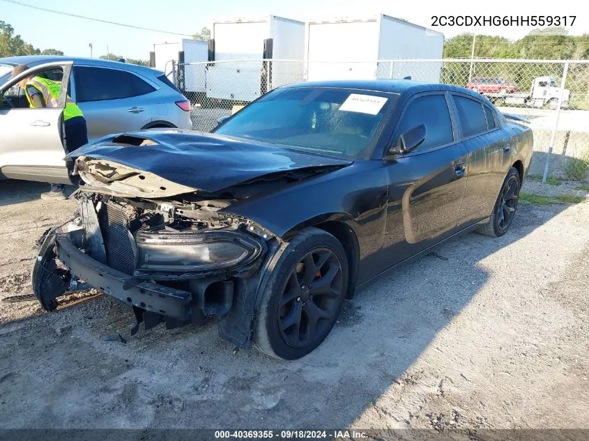 2017 Dodge Charger Sxt VIN: 2C3CDXHG6HH559317 Lot: 40369355