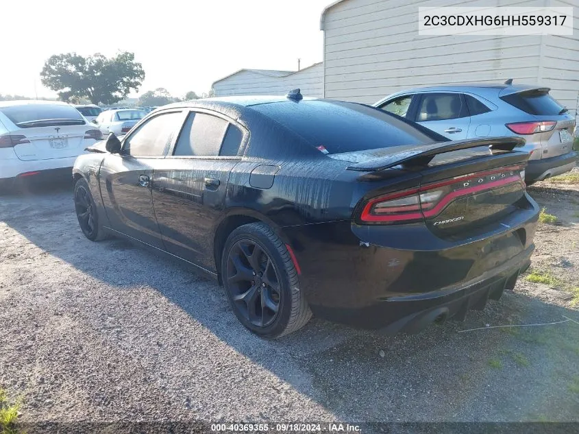 2C3CDXHG6HH559317 2017 Dodge Charger Sxt