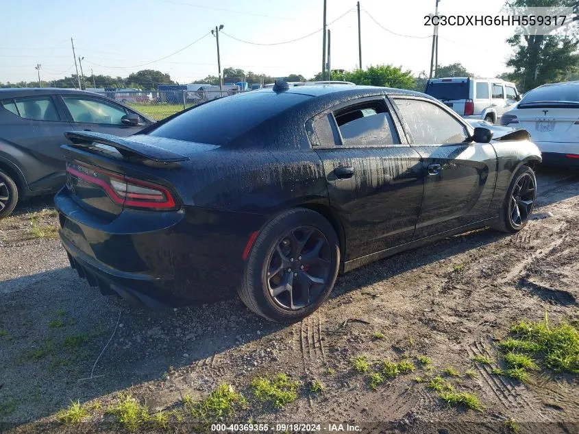 2017 Dodge Charger Sxt VIN: 2C3CDXHG6HH559317 Lot: 40369355