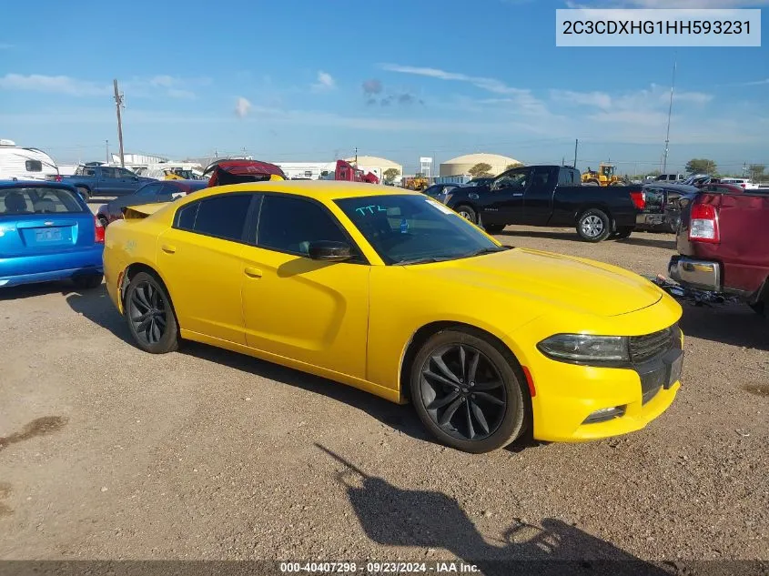 2017 Dodge Charger Sxt VIN: 2C3CDXHG1HH593231 Lot: 40407298