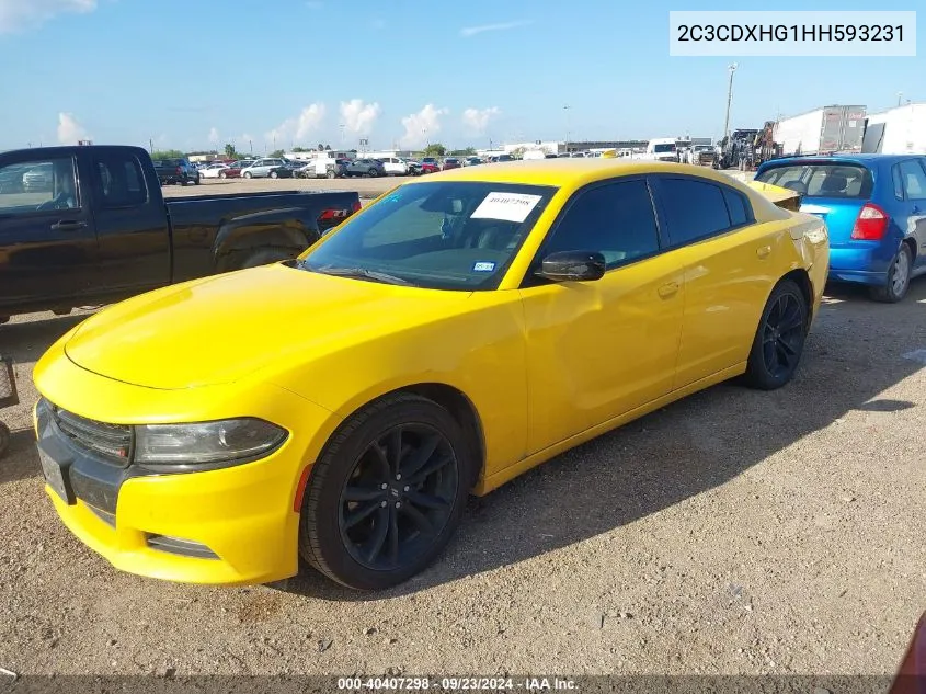 2017 Dodge Charger Sxt VIN: 2C3CDXHG1HH593231 Lot: 40407298