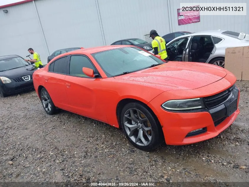 2017 Dodge Charger Sxt Rwd VIN: 2C3CDXHGXHH511321 Lot: 40443835