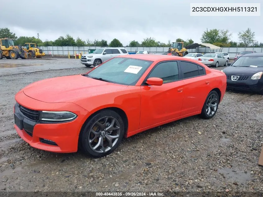 2017 Dodge Charger Sxt Rwd VIN: 2C3CDXHGXHH511321 Lot: 40443835