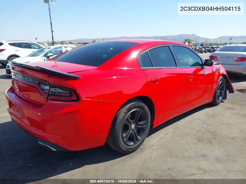 2017 Dodge Charger Se Rwd VIN: 2C3CDXBG4HH504115 Lot: 40514310