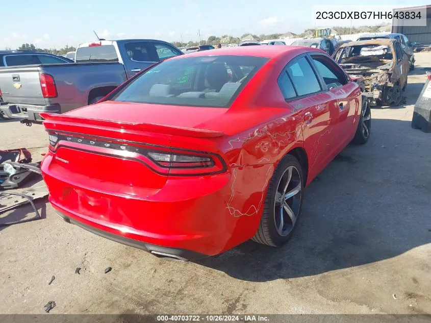 2017 Dodge Charger Se Rwd VIN: 2C3CDXBG7HH643834 Lot: 40703722